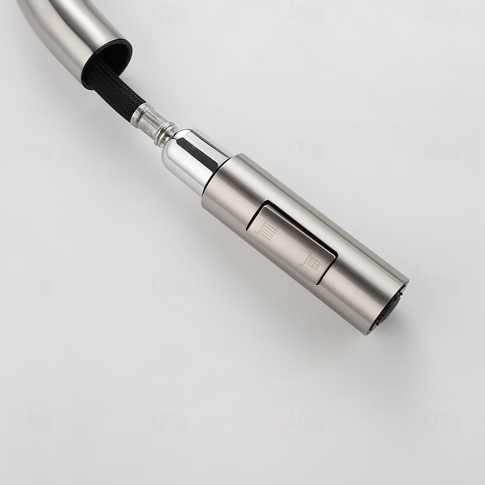 Кухонный смеситель с выдвижным распылителем, однорычажный смеситель с высоким изливом для мойки, прочная латунная конструкция, двухфункциональная распылительная головка, простая установка. 2026 - $216.99 –P19