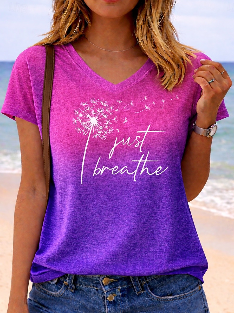 Femmes T-shirt Imprimé Graphique Lettre Équipe de football Élégant Classique Occasionnel Manche Courte Col en V Hauts Réguliers Occasionnel Quotidien Bleu Violet Orange Vert Bis Été Printemps de 2026 ? $21.99 –P1