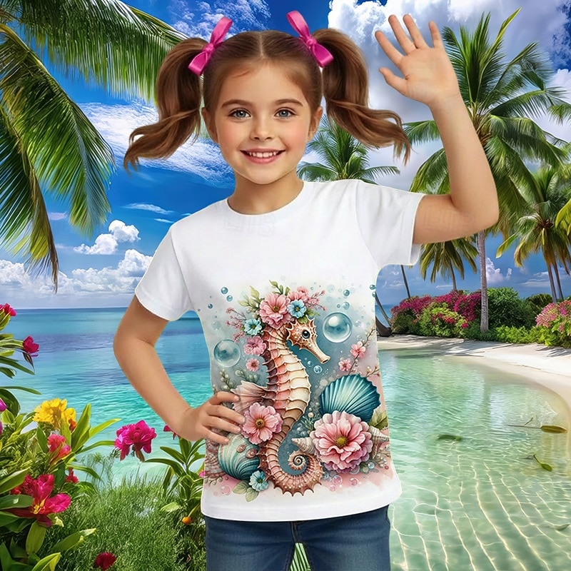 Girls' 3D Graphic Animal T shirt Tee Short Sleeve 3D Print Summer Spring Sports Fashion Streetwear Kids 4-7 Years Crew Neck Casual Daily Outdoor Regular Fit 2026 - $13.49 –P2