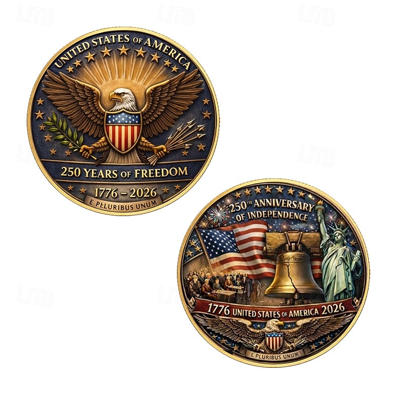 Amerikansk minnemynt til 250-årsjubileum, patriotisk samlermynt med ørn, frihet, amerikansk flagg, slitesterk metallsuvenir til utstilling, 1776–2026 2026 - $16.99 –P1