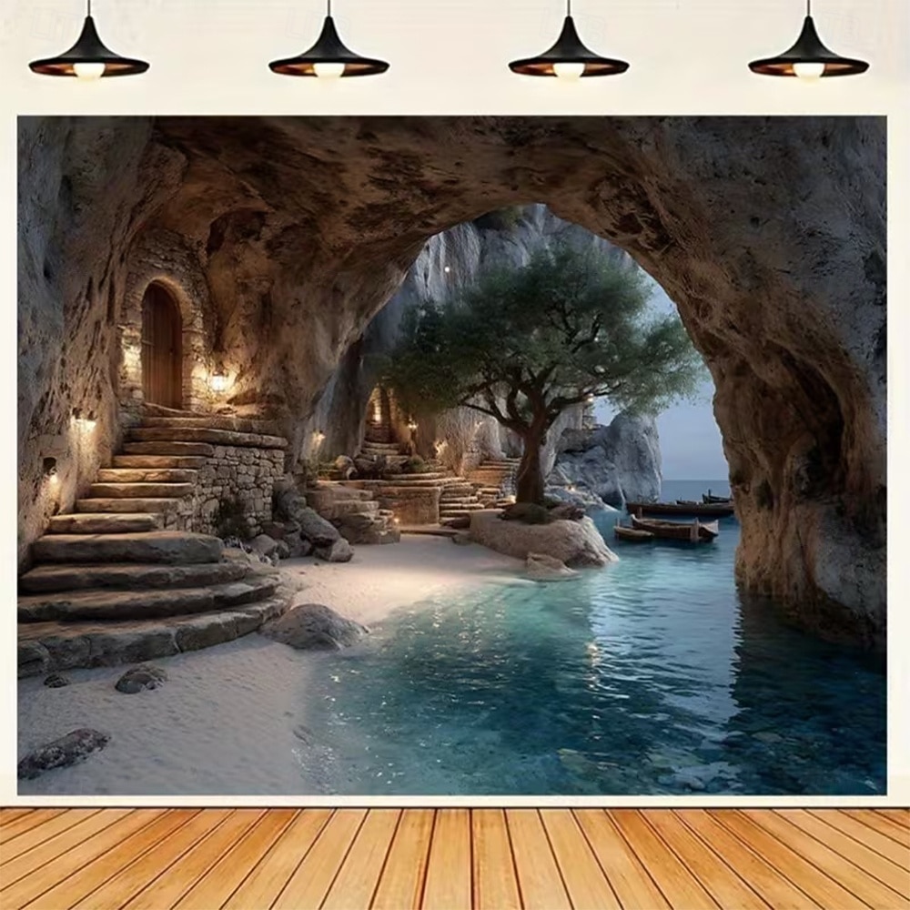 piratskepp nautiskt äventyr träskeppsdäck havsvågor havsutsikt lyktor solnedgång väggbonad väggdekoration bakgrund för vardagsrum sovrum man cave tema fest heminredning väggkonst 2026 - $19.99 –P5