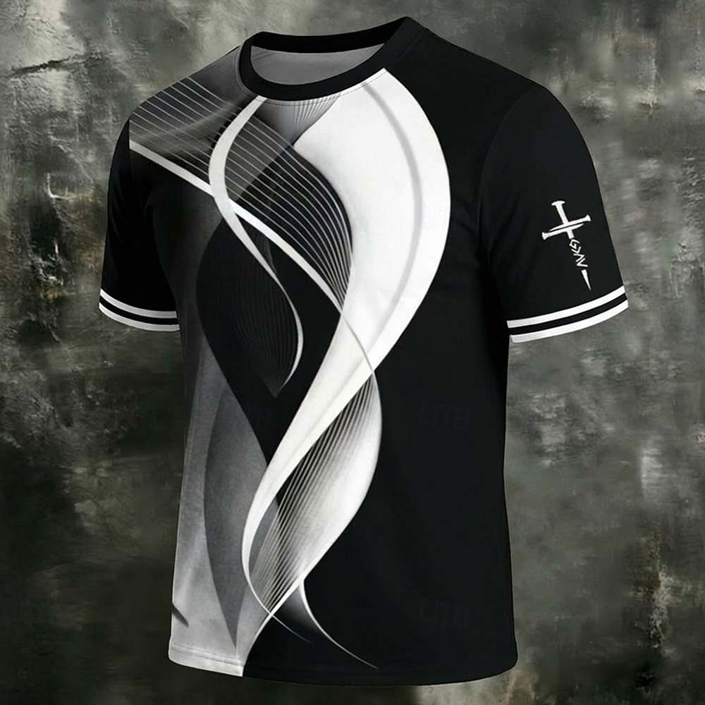 Cross Men's Modern Graphic Black White Gradient T Shirt All Over Print Crew Neck Short Sleeve Christian Faith Spiritual Gift for Him Designer Clothing Apparel 2026 - $18.99 –P1
