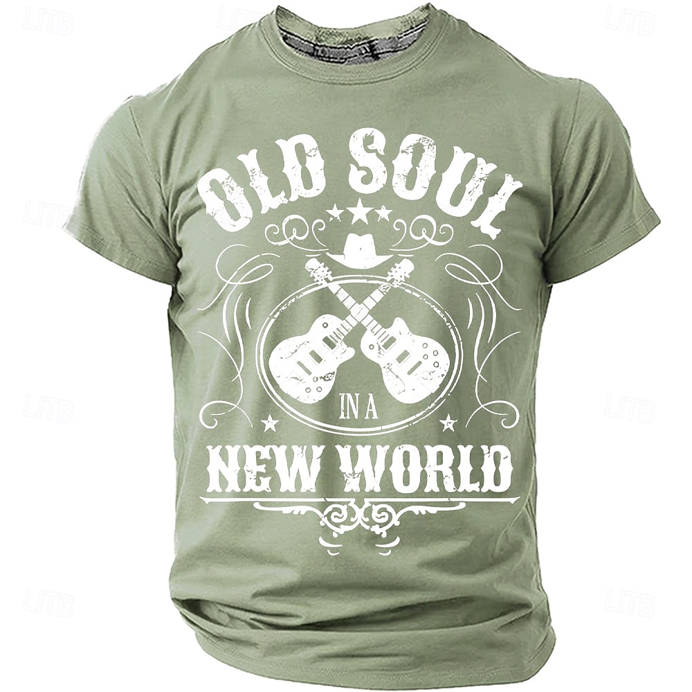 Men's Old Soul In A New World Crossed Guitars Cowboy Hat Stars Vintage Distressed Country Music Retro T Shirt Tee Graphic Regular Fit Casual Concert Gift Designer Clothing Apparel S M L XL XXL XXXL 2026 - $18.99 –P8