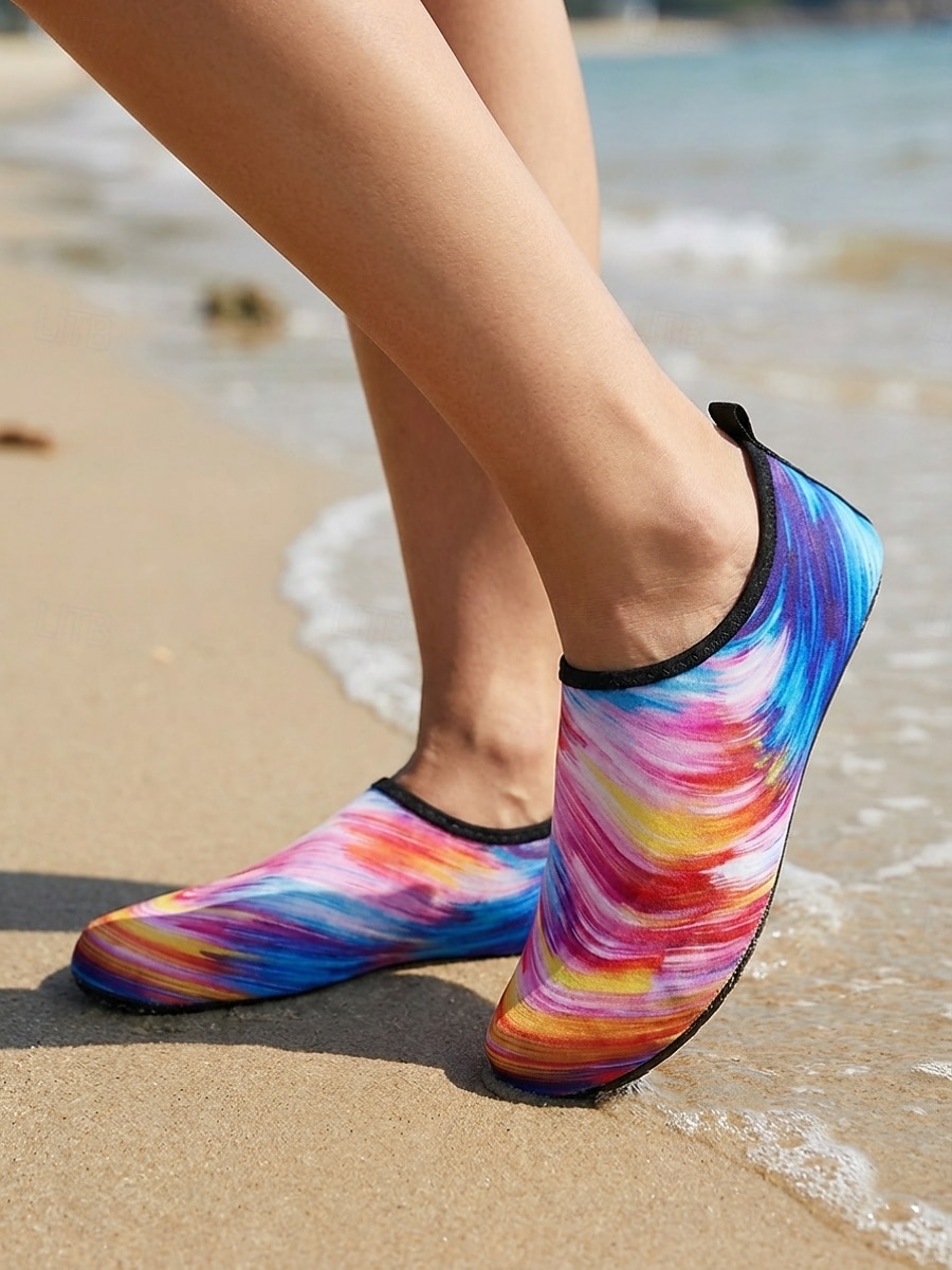 Scarpe da acqua da donna con stampa colorata, calzini acquatici antiscivolo ad asciugatura rapida, calzature leggere e traspiranti per spiaggia, nuoto, snorkeling e immersioni. &surf del 2026 a $24.99 –P5