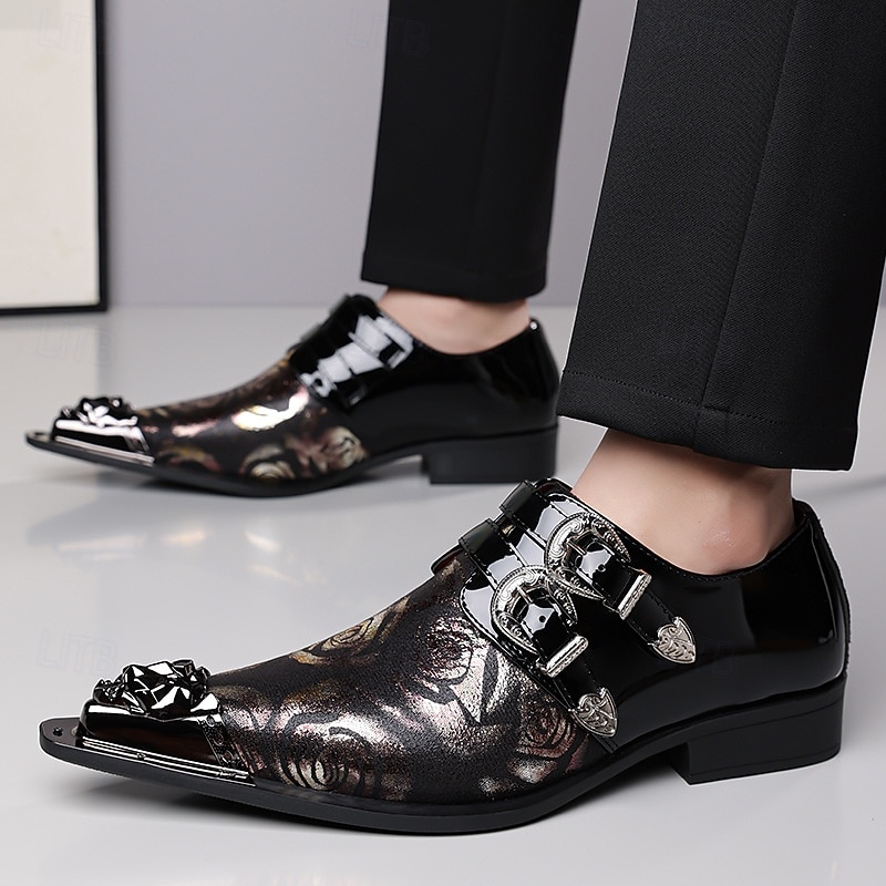Мужские черные туфли-монки с двойной пряжкой, верхом с цветочным тиснением и металлическим мыском, роскошные классические туфли для стильных мужчин, идеально подходят для свадеб, банкетов, вечеринок и эффектных вечерних выходов. 2026 - $54.99 –P5