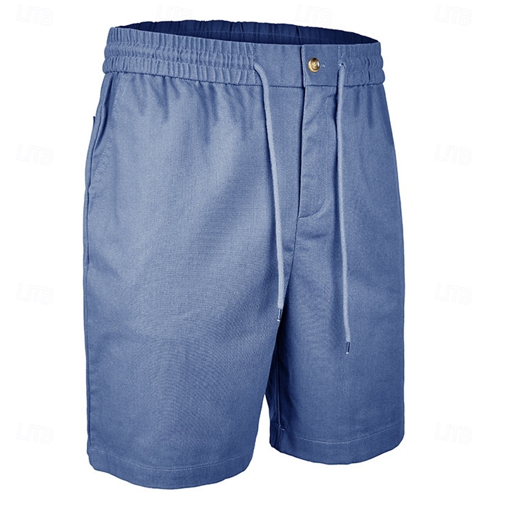 Men's Shorts Linen Shorts Summer Shorts Beach Shorts Drawstring Elastic Waist Plain Comfort Breathable Short Daily Outdoor Beach Vacation Fashion Blue Black Inelastic 2026 - $29.99 –P2