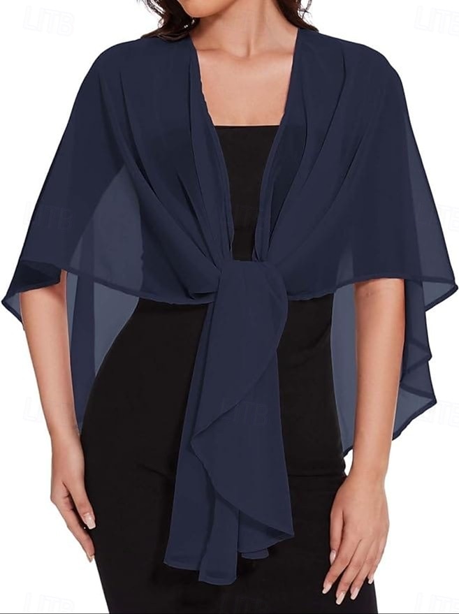 Sjalar Bolero Mammas Wraps Bridal's Wraps Bröllopsgästs wraps Elegant damer Formell Stil Ärmlös Chiffong Brudsjalar Med Ren Färg Till Dagligen Vår & sommar 2026 - $34.99 –P8