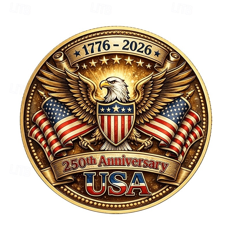 Pièce commémorative du 250e anniversaire des États-Unis, pièce de collection patriotique ornée d'un aigle, de la liberté et du drapeau américain, souvenir en métal durable à exposer, 1776-2026 de 2026 ? $19.99 –P3
