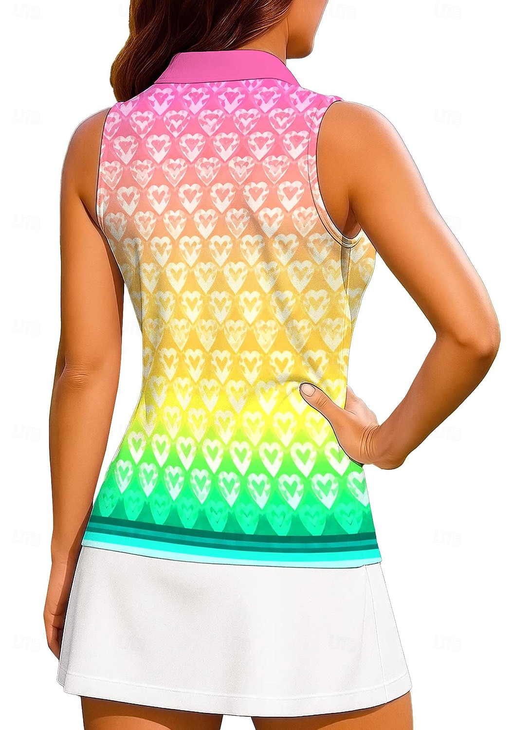 Dames Geometrisch Tops Sportshirt Wandelen poloshirt Tennisshirt Mouwloos Vetoketju Bloemig UPF50+ UV-bestendig Hoge Elasticiteit Vochtregelerend Ademend Volleybal Tennis Golf Kraag Strijkijzer Hemd 2026 - $20.99 –P3