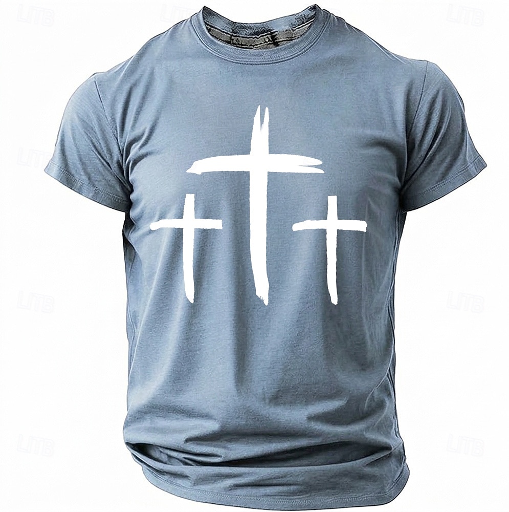 Hombre Cruz Camiseta Manga Corta Camiseta Impresión 3D Cuello Barco Camisa Moda Design Sencillo Casual Diario Fiesta Rojo Verano Primavera Ropa S M L XL XXL XXXL 2026 - $18.99 –P6