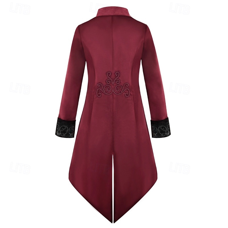 Retro Vintage Punk & Gothic Medieval Coat Tailcoat Prince Nobleman Jacquard Fancy Dress Men's Ebenezer Scrooge Elf Royal Steampunk Masquerade Party Adults Coat Christmas 2026 - $52.99 –P11