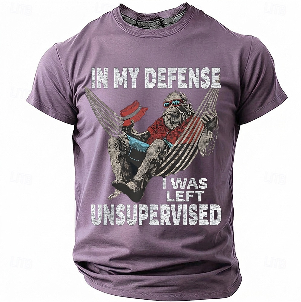 Men's "In My Defense I Was Left Unsupervised" Funny Bigfoot Graphic T ...