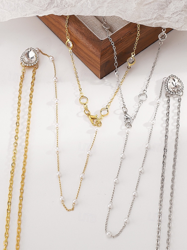 Damen-Körperkette mit tropfenförmigem Anhänger aus einer Legierung, gold-silbernes Rückenschmuckstück für Strandurlaub, Party-Abendgarderobe, rückenfreie Kleider und Resort-Styling 2026 - $11.99 –P7