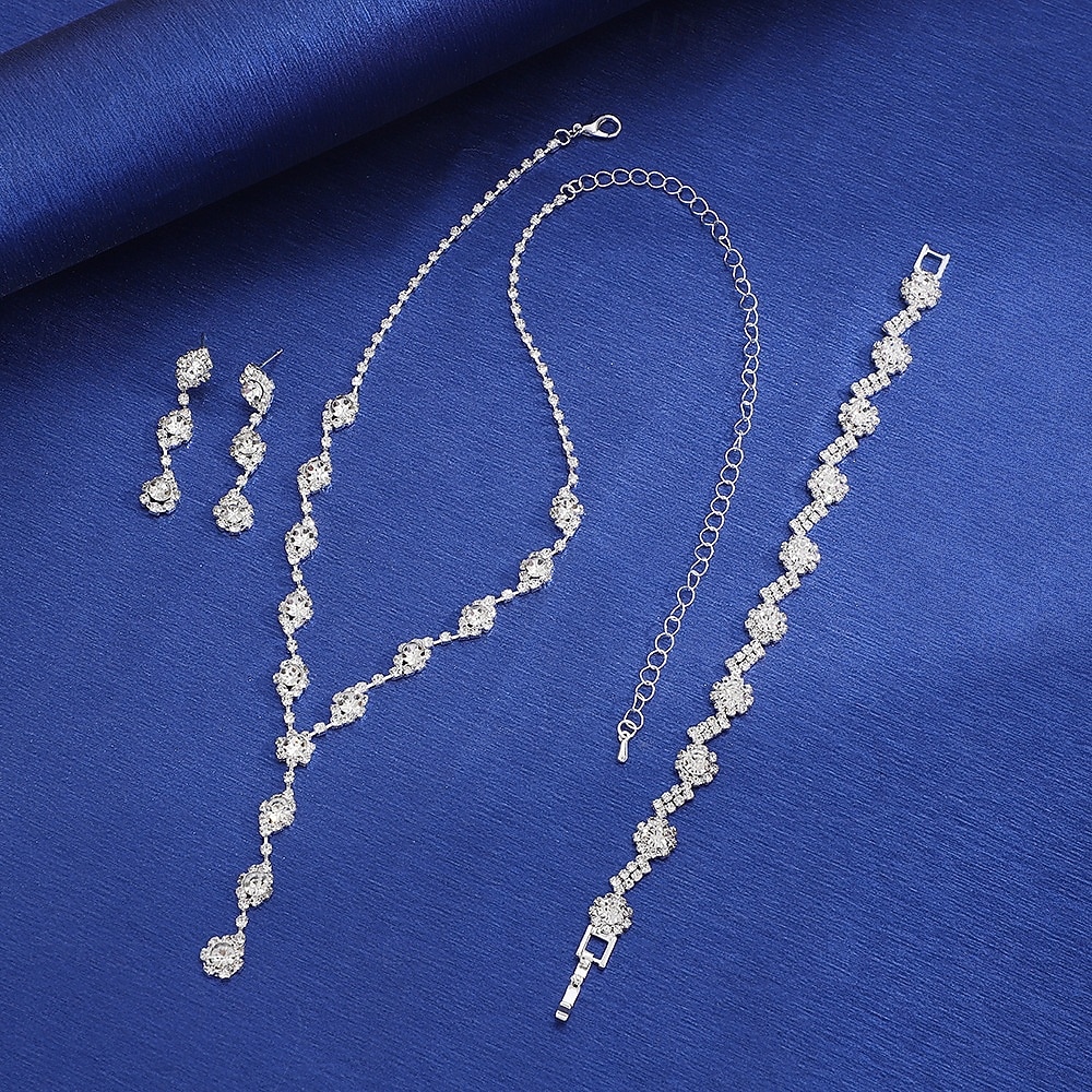 Jewelry Set Three-piece Suit Chrome 1 Necklace 1 Bracelet Earrings Women's Elegant Stylish Jewelry Set For Party Wedding 2026 - $17.49 –P3