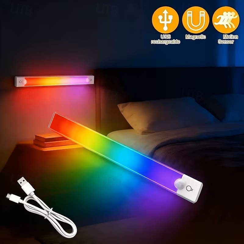3PCS RGB Atmosphere Cabinet Light Charging Magnetic Induction LED Motion Sensor Night Light Wireless Cabinet Wardrobe Bedroom Lighting No Need To Drill Holes or Lay Wires Easy To Install 2026 - $23.99 –P3