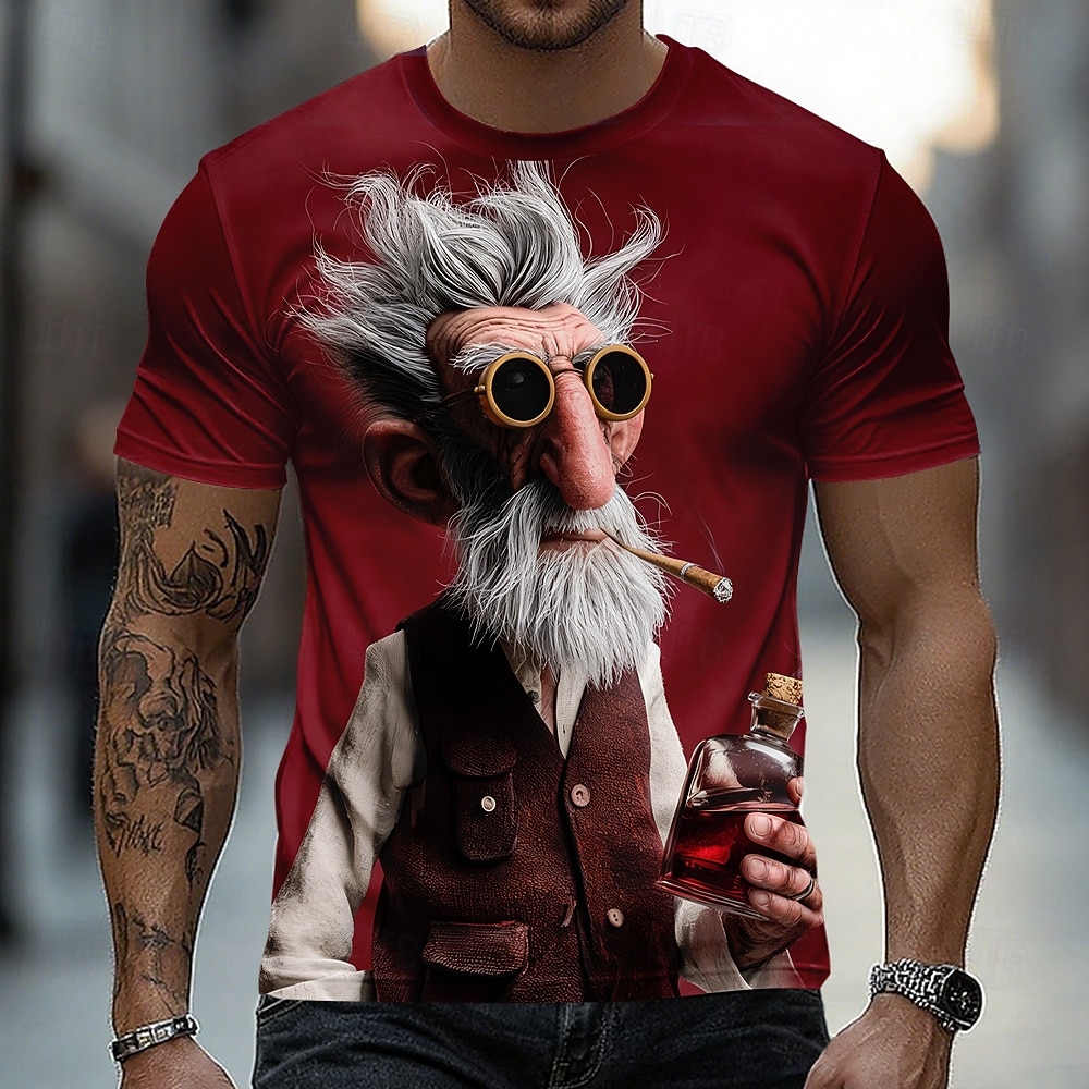 Homme A Ombre Vieil Homme T-shirt Manche Courte T-shirt Impression 3D Col ras du cou Chemise Drôle Occasionnel Quotidien Rue Bleu Noir Rouge Été Printemps Vêtement Tenue S M L XL 2XL 3XL de 2026 ? $18.99 –P3