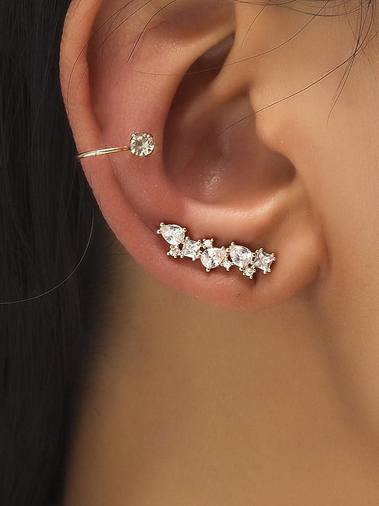Women's Boho Alloy Ear Cuff Set, Multi Style Crystal Clip On Earrings for Beach Vacation, Summer Resort and Everyday Casual Wear 2026 - $8.39 –P4