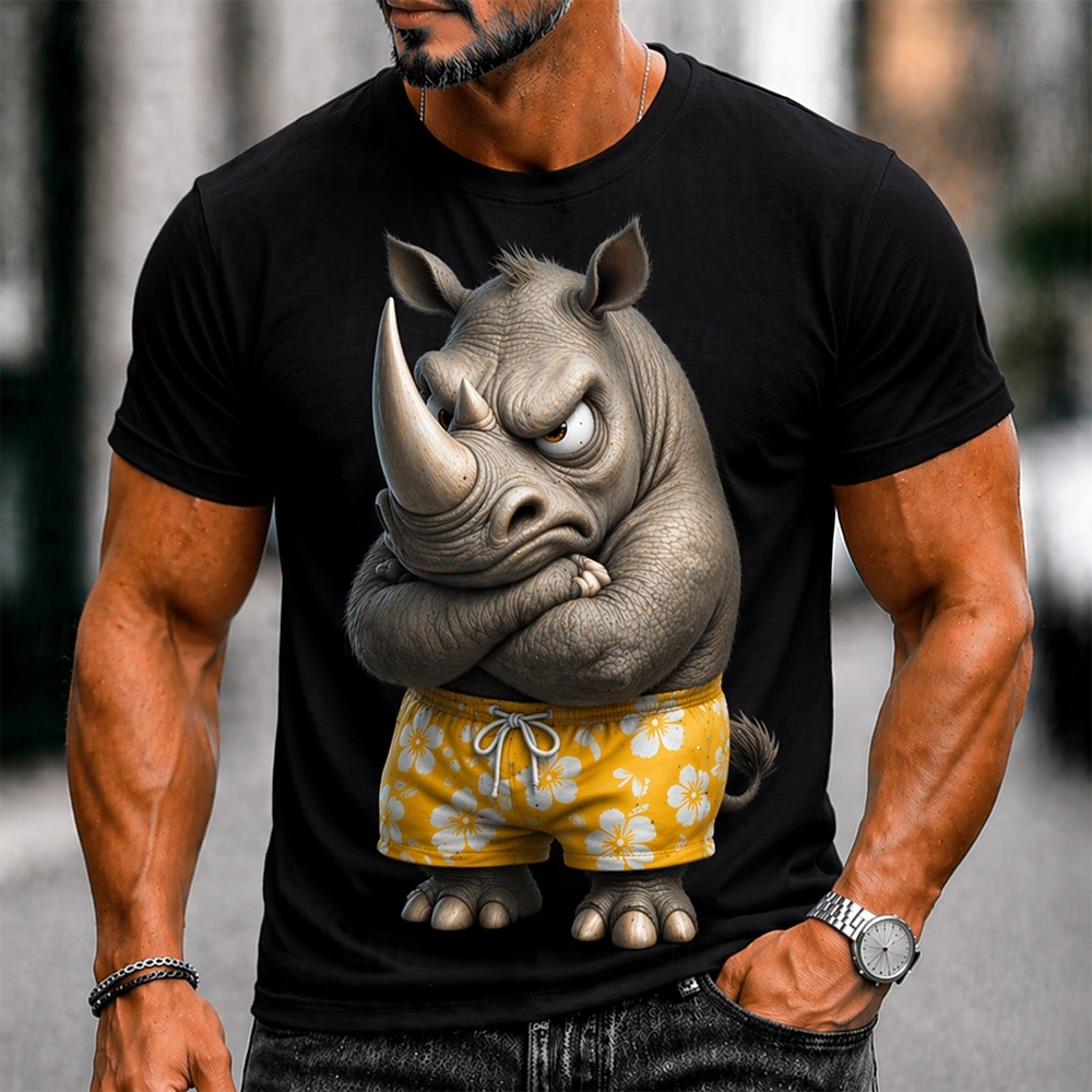 Voor heren dier Grappig T-shirt Korte mouw T-shirt 3D-afdrukken Strakke ronde hals Overhemd overdreven Ontwerper Feest Feestdagen blauw Zwart Wit Zomer Lente Kleding S M L XL XXL XXXL 2026 - $8.49 –P4