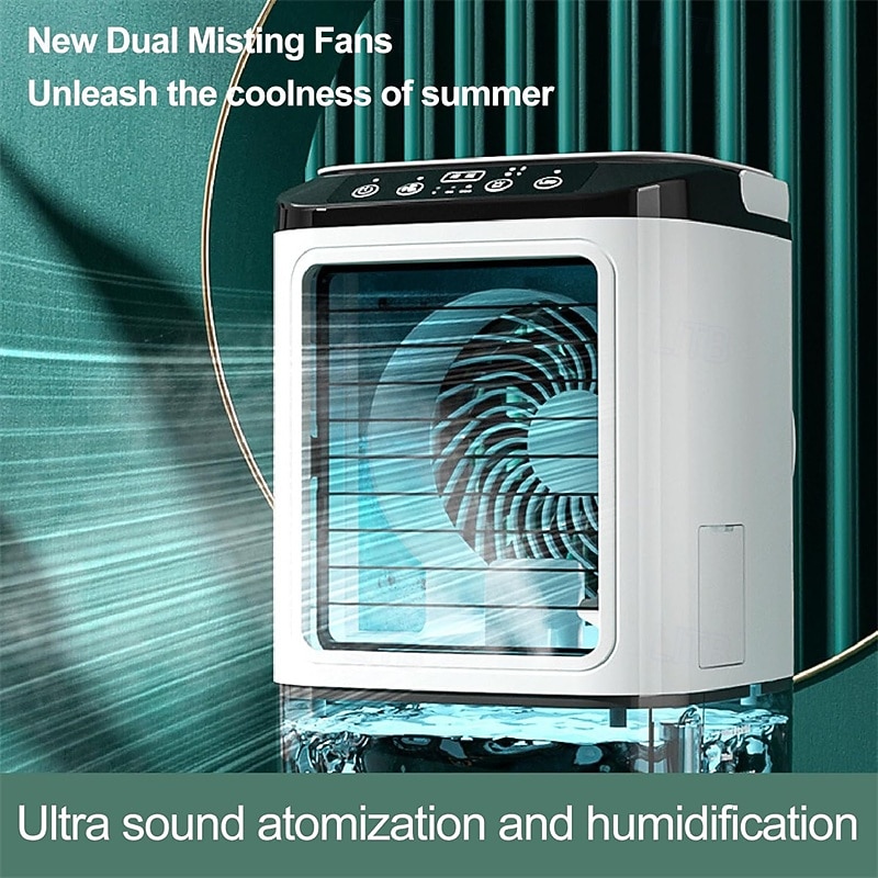 Ventilatore condizionatore portatile, raffrescatore evaporativo personale da 1400 ml con 10 ore di autonomia, ventilatore da tavolo con umidificatore a nebulizzazione, mini condizionatore a 3 velocità del 2026 a $62.99 –P1