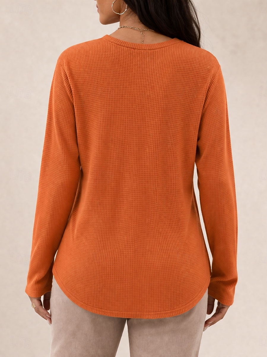 Γυναικεία Μπλούζα με υφή Βάφλα μπλουζάκι Μοντέρνα Μακρυμάνικο Στρογγυλή Ψηλή Λαιμόκοψη Στρογγυλή Λαιμόκοψη Μακριές μπλούζες Causal Κίτρινο Βυσσινί Πορτοκαλί Πράσινο του τριφυλλιού Φθινόπωρο 2026 - $21.99 –P2