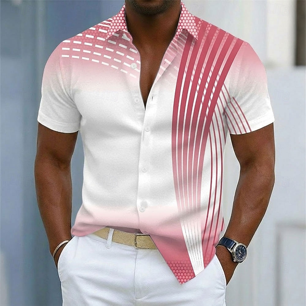 Voor heren Geometrisch Overgangskleur Abstracte kunst Overhemd Overhemd met knopen Casual overhemd Korte mouw Zakelijk informeel Dagelijks Buiten Vakantie Zomer Lente Strijkijzer 3D-afdrukken shirts 2026 - $25.99 –P2