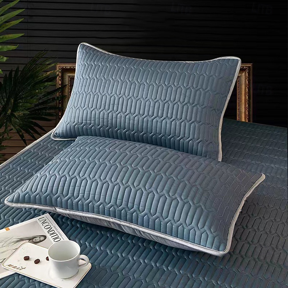 Cooling Pillowcase Quilted Ice Silk Pillow Cover Soft Breathable Bed Pillow Protector for Summer Sleeping 2026 - $8.99 –P4