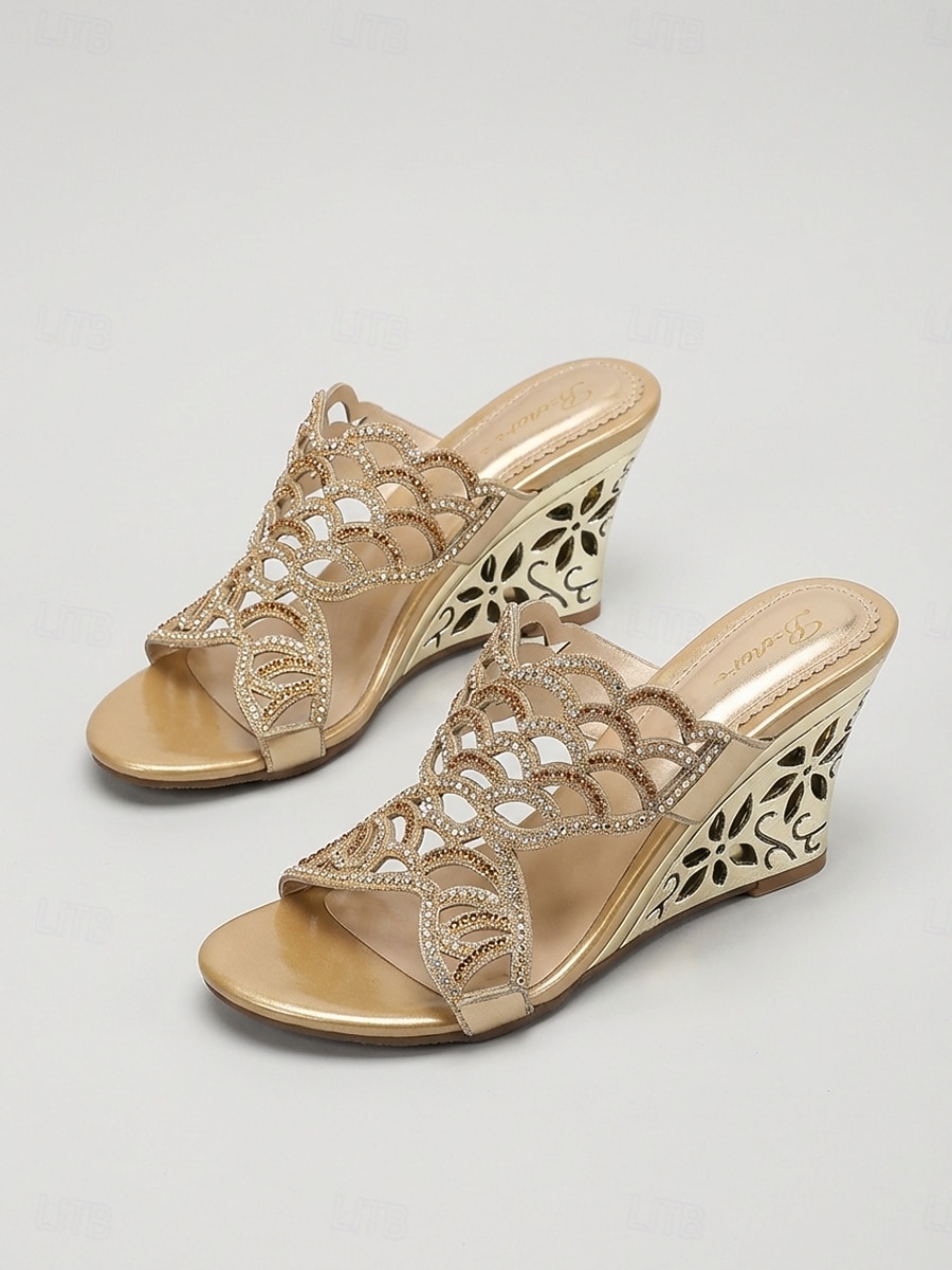 Women's Gold Wedge Heel Slides – Comfortable yet stylish, ideal for relaxed resort dinners by the sea 2026 - $54.99 –P3