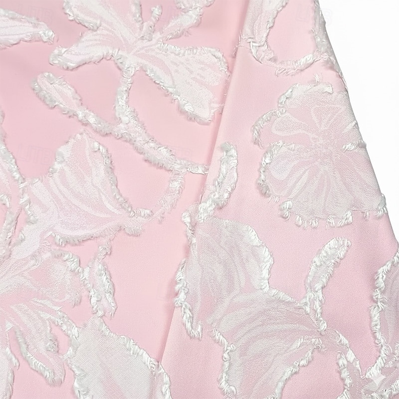 Linia -A Lungime Podea Rochie florala Rochii de seara Elegant Epocă Floral Manșon scurt În V Petrecere în grădină Nuntă Buzunar Satin Jaquard cu Franjuri Rochie cu fanta 2026 - $205.89 –P5