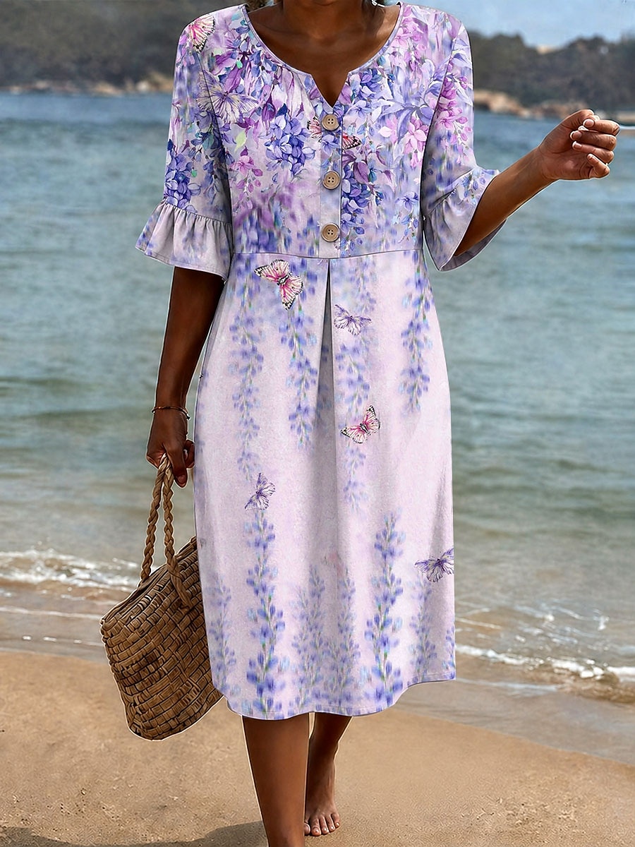 Femmes Robe Midi Robe d'Été Robe Décontractée Robe trapèze Élégant Vacances Occasionnel Plage Fête Coupe Ample Graphique Géométrique Manche Courte Col en V Bleu Rose Claire Violet Vert Été Printemps de 2026 ? $45.99 –P6