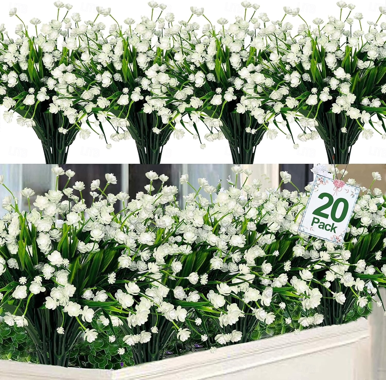 20 Bundles Artificial Flowers for Outdoors, Summer Spring Grass Camellia Fake Flowers Plastic Plants, UV Resistant No Fade Faux Greenery for Gardens Porch Cemetery Decor 2026 - $29.99 –P5