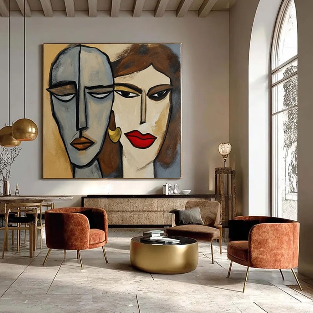 handmade Picasso Style Woman Faces Painting Custom Art Abstract Couple Painting Unique Decor for Therapy Office Woman Faces Painting on Canvas 2026 - $91.99 –P5