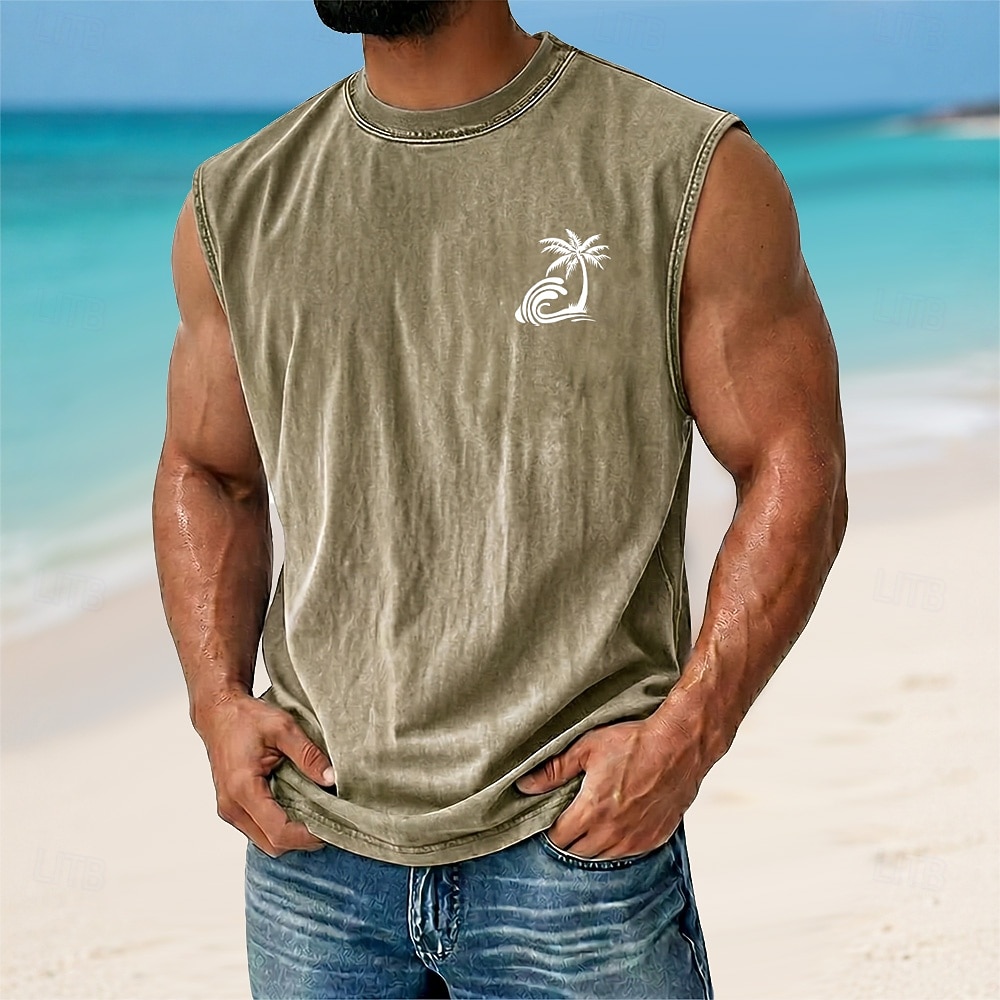 Per uomo Palma di Cocco Maglietta smanicata T-shirt con lavaggio acido Canottiera Senza Maniche maglietta Stampa Grafica Girocollo Camicia Vacanza Tropicale Moda Quotidiano Vacanza Spiagge Nero del 2026 a $17.99 –P5