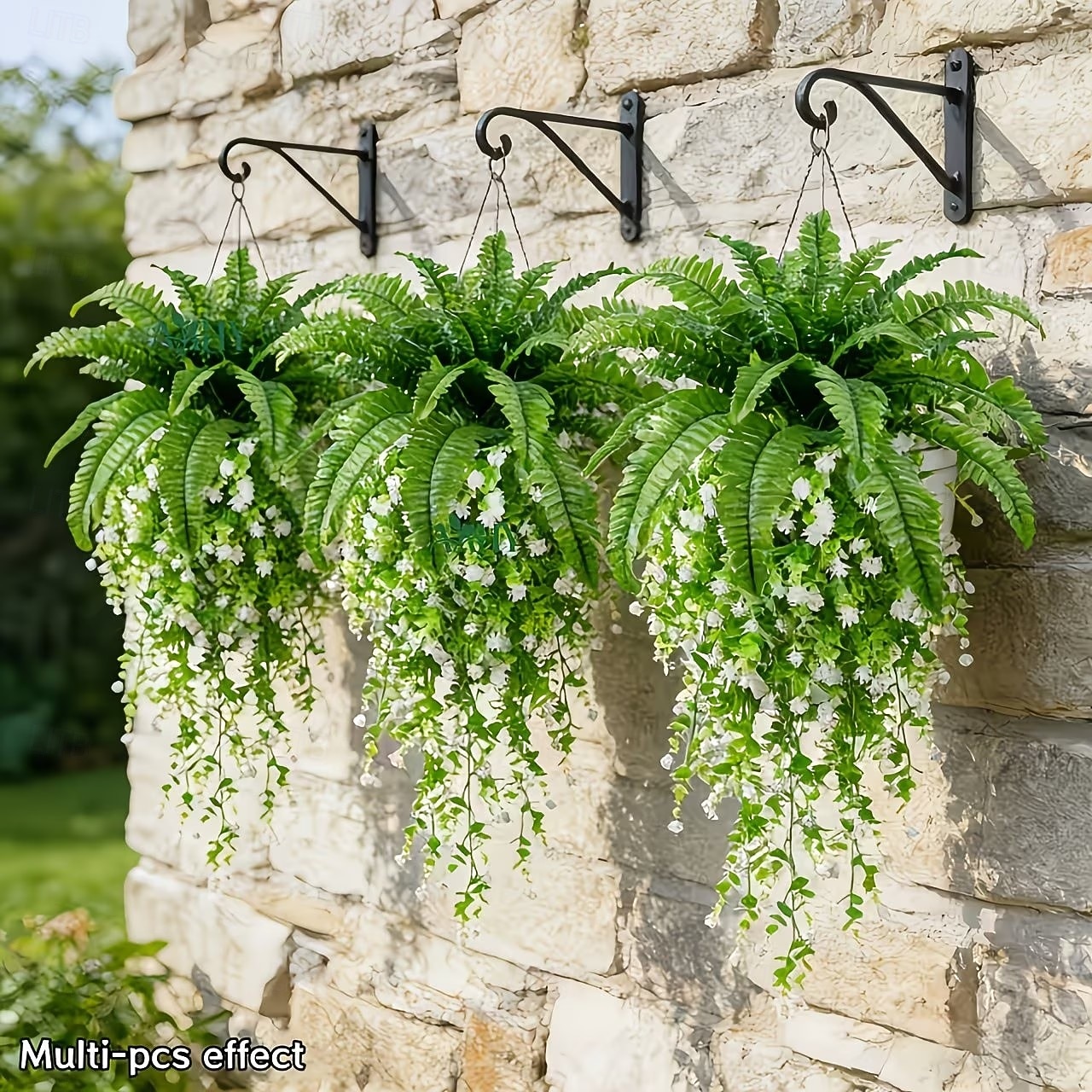 4 ks/sada umělých nástěnných závěsů s kamélií v kombinaci s bostonskými kapradinami, velká umělá venkovní zeleň a květiny, vhodné pro venkovní svatby, moderní zahradní dekorace 2026 - $19.99 –P7