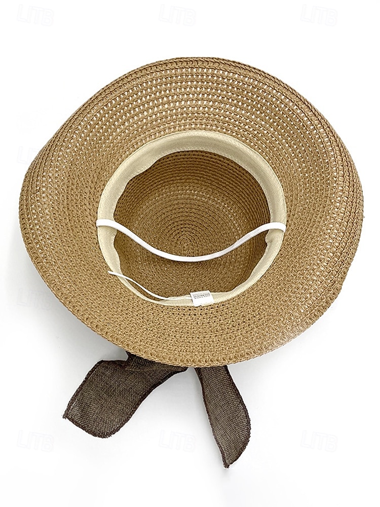 Damen-Sonnenhut im Boho-Stil, faltbarer Strohhut mit breiter Krempe und Schleife in verschiedenen Farben für Strandurlaub, Freizeit, Reisen und Sommerurlaub im Resort. 2026 - $11.99 –P10