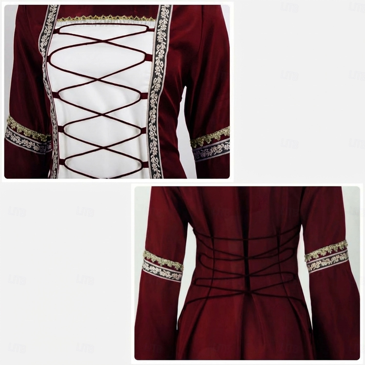 Medieval Renacimiento Vestidos Disfraz de lujo Bruja Vikingo Disfraz Mujer Celta Fantasía Víspera de Todos los Santos Carnaval Rendimiento LARP Feria Ren Adulto Vestido 2026 - $46.99 –P8
