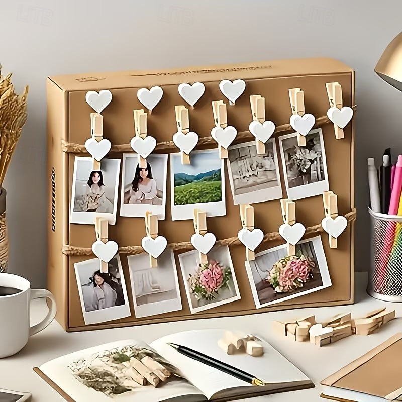 100 mollette di legno a forma di cuore, perfette per lavori creativi, esposizioni di foto, bomboniere, decorazioni fai da te, piccole mollette per scrapbooking &progetti artistici del 2026 a $15.99 –P1