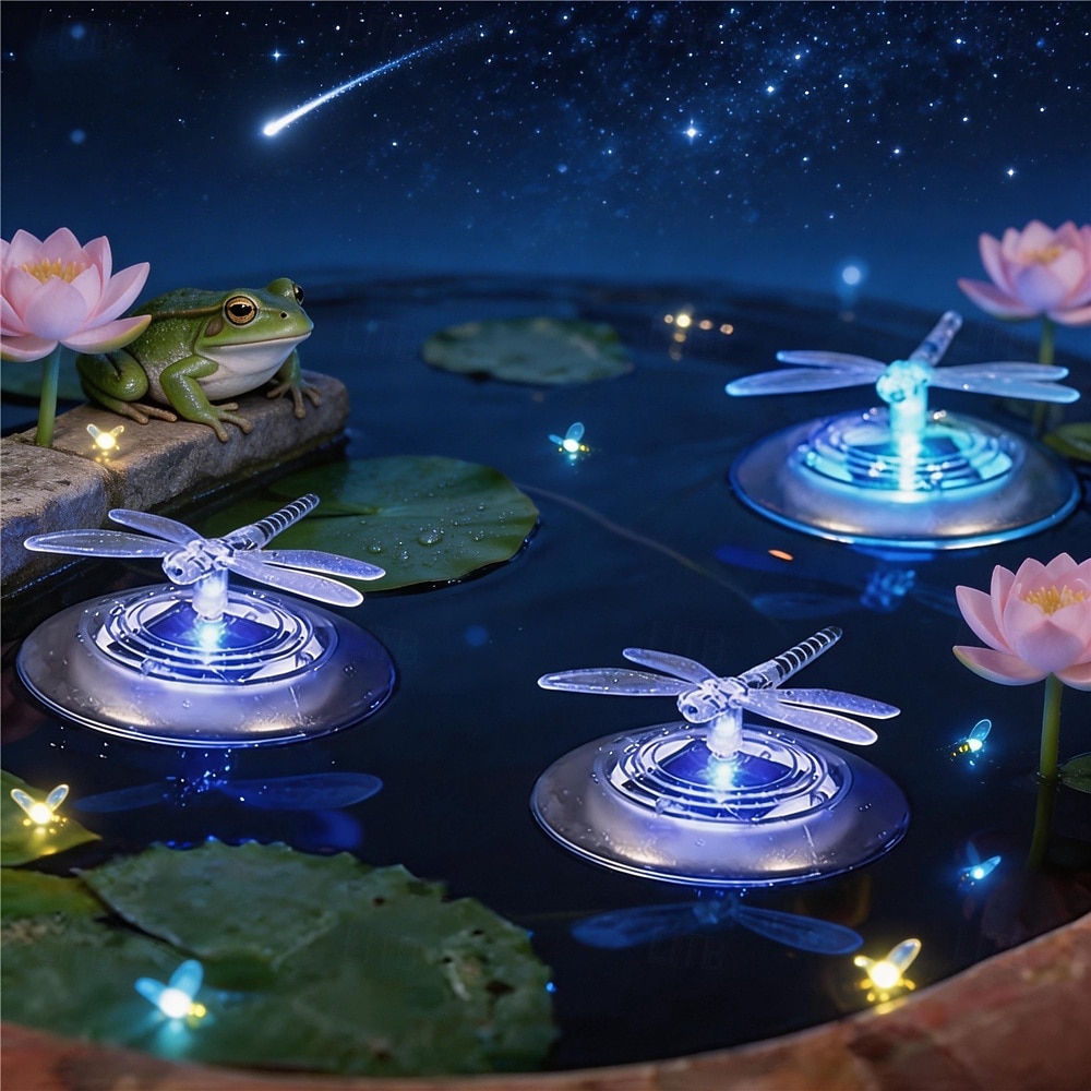 Lot de 2 lampes flottantes LED solaires colorées en forme de papillon et de libellule, idéales pour décorer un jardin, une fontaine, une piscine ou un bassin. de 2026 ? $30.99 –P1