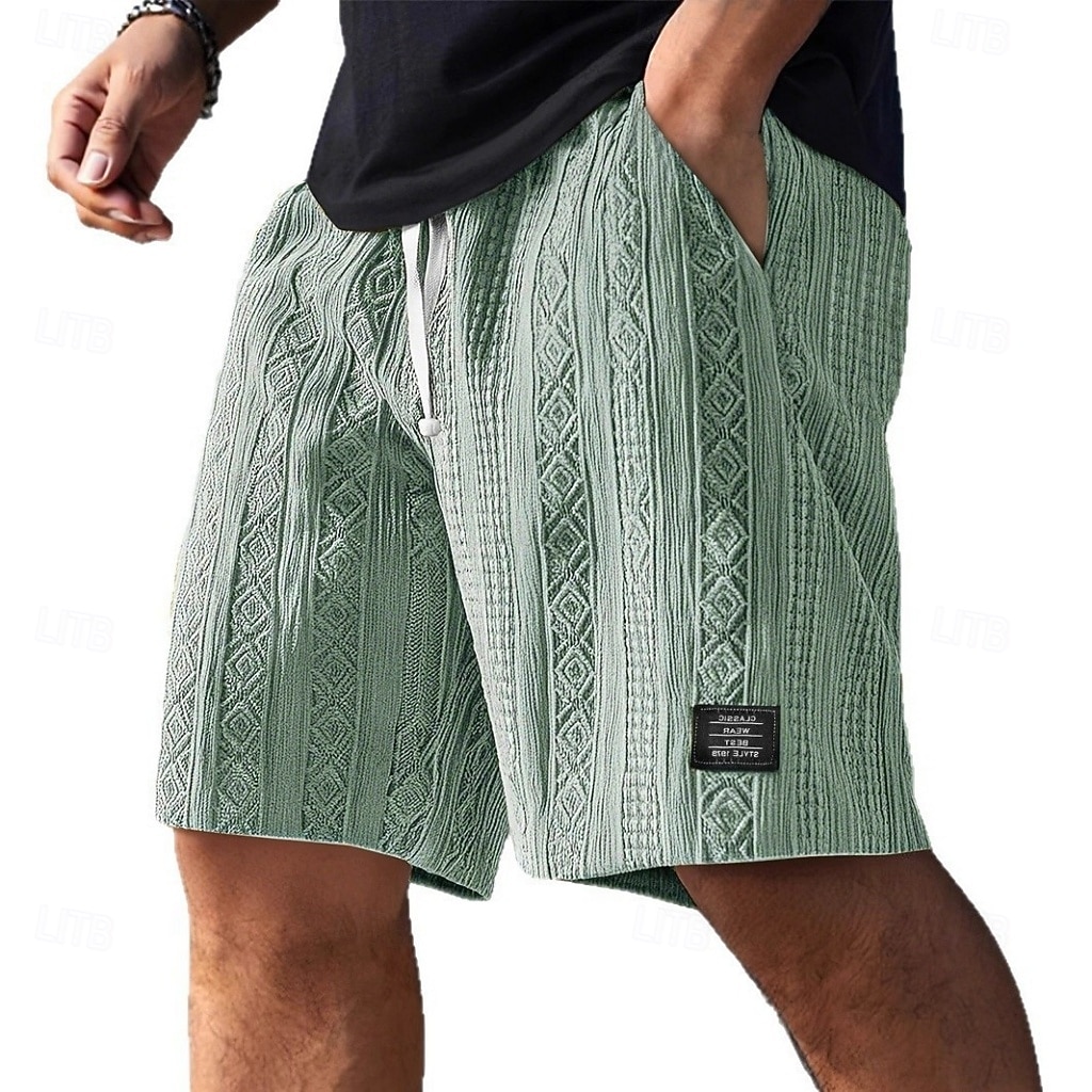 Men's Shorts Summer Shorts Beach Shorts Casual Shorts Jacquard Pocket Elastic Waist Jacquard Comfort Breathable Knee Length Casual Outdoor Beach Vacation Fashion Blue Black Micro-elastic 2026 - $23.99 –P5