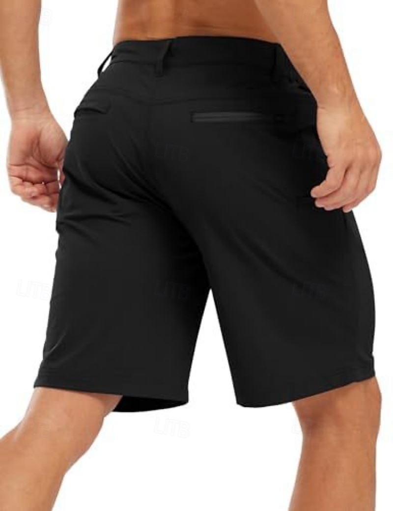 Men's Dress Shorts Business Casual Shorts Golf Shorts Pocket Elastic Waist Plain Waterproof Comfort Knee Length Outdoor Business Work Fashion Streetwear Black Navy Blue Inelastic 2026 - $24.99 –P10