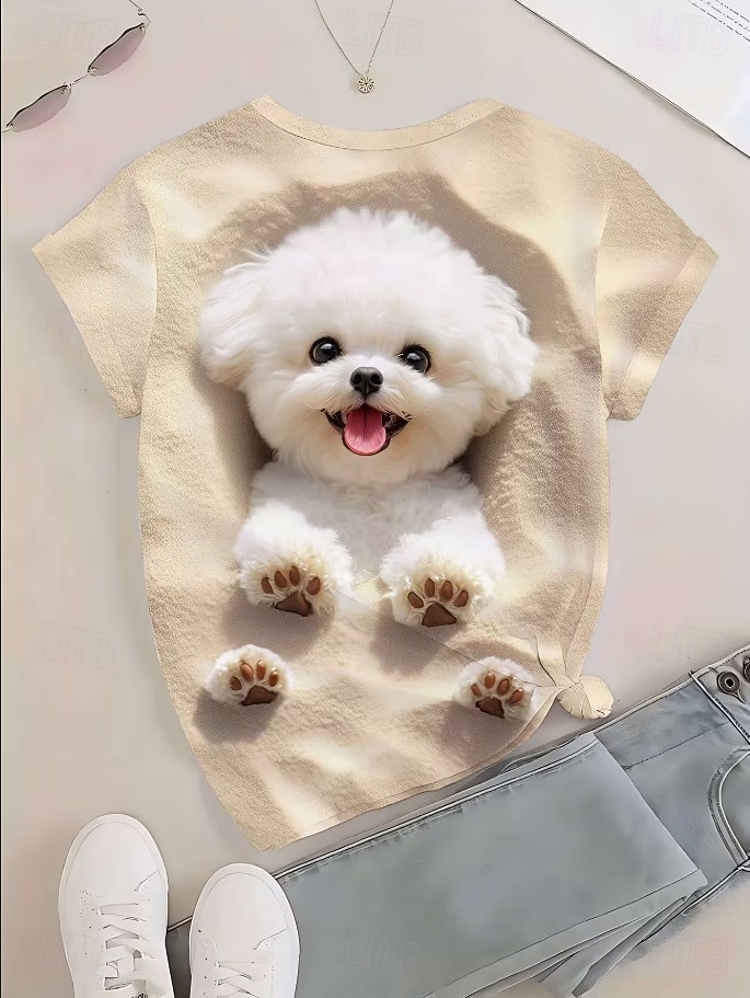 Easter Women's T Shirt Print Graphic Animal Cartoon Fashion Stylish Classic Short Sleeve Crew Neck Regular Tops Casual Daily Weekend Blue Light Beige Black Pink Purple Summer Spring 2026 - $21.99 –P9