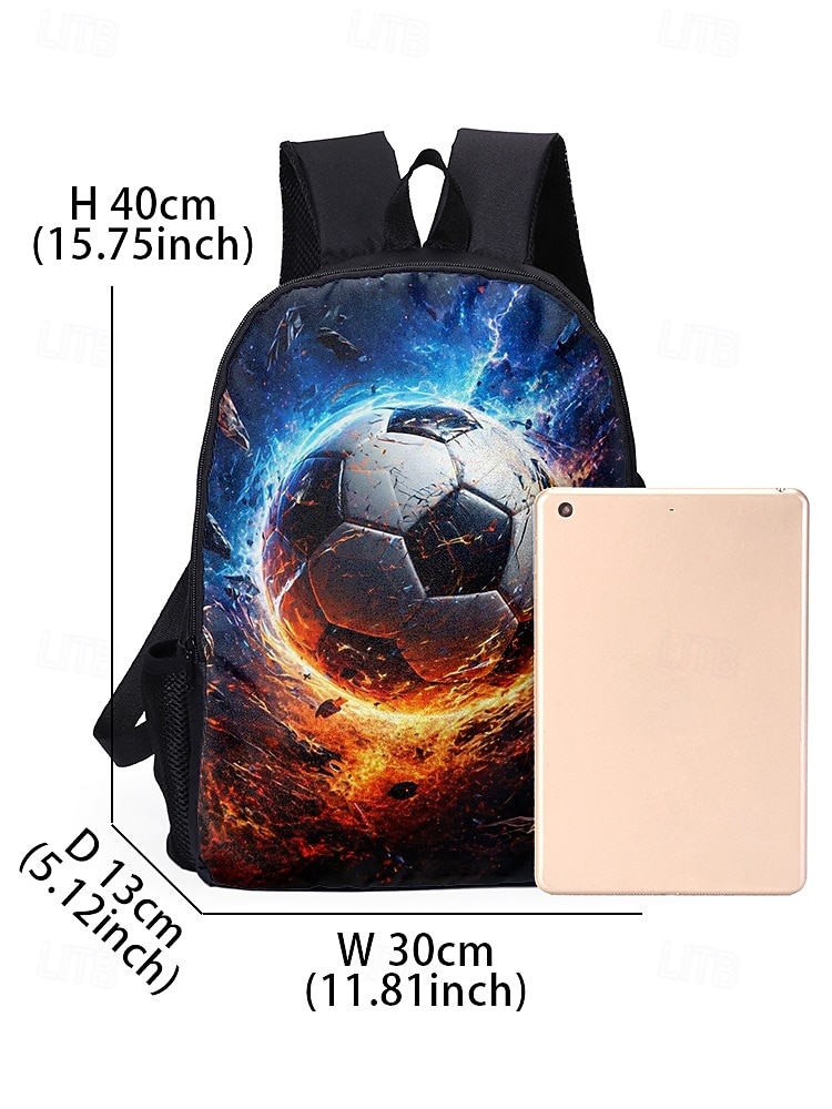 Kinderen Jongens Voetbal Rugzak Set met Lunchtas  Pennenhouder Grote Capaciteit School Boekenrugzak voor Basisschool Reizen Sporten 2026 - $34.99 –P10