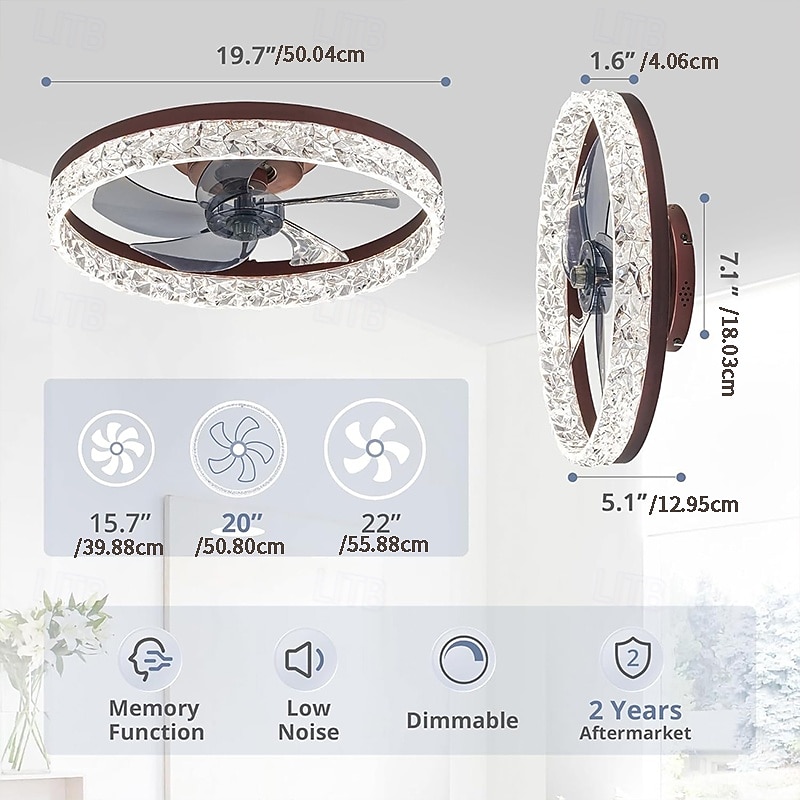 15,7" 20" modernit kattotuulettimet valoilla ja kaukosäätimellä himmennettävällä matalaprofiilisella kattotuulettimella, uppoasennettava kattotuuletin portaattomalla värilämpötilan muutoksella ja 6 nopeudella keittiöön, olohuoneeseen, makuuhuoneeseen 2026 - $145.99 –P5