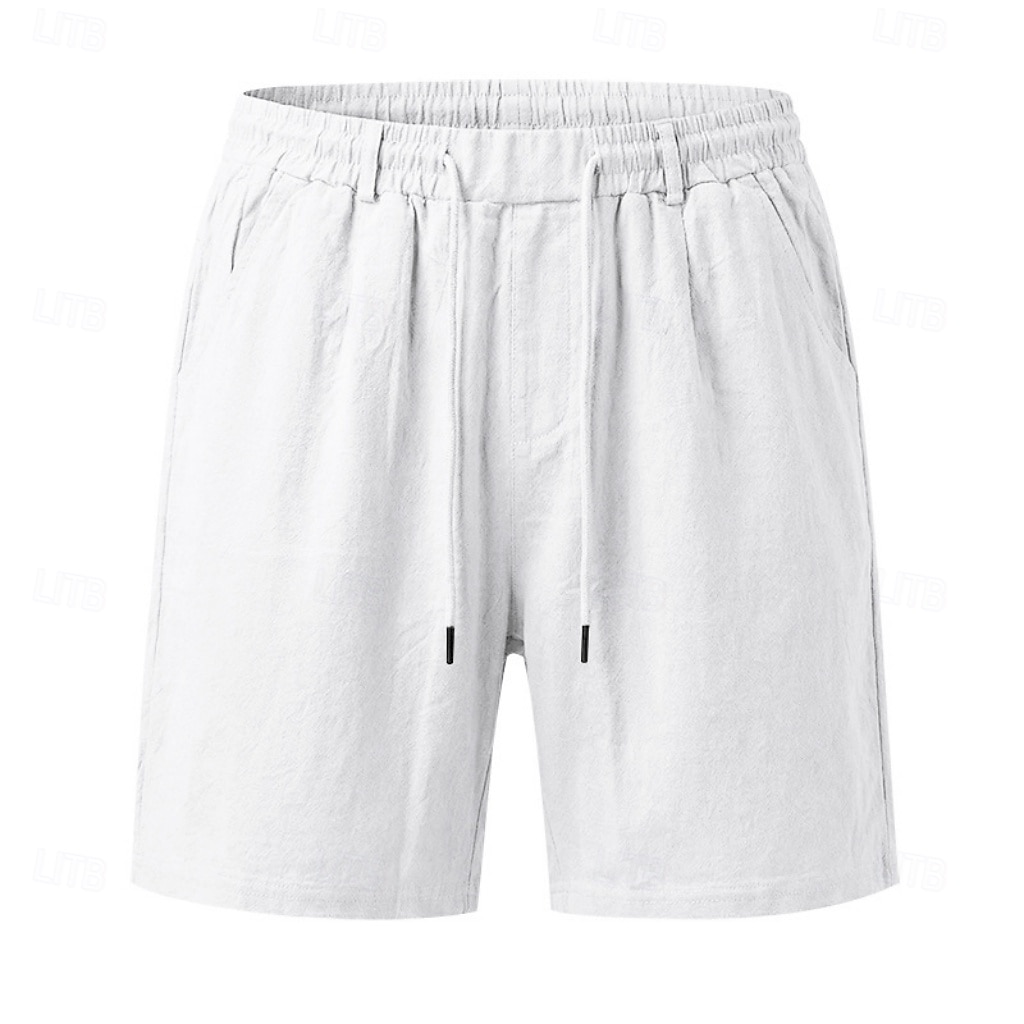 Homme Shorts Shorts en Lin Shorts d'été Shorts de plage Cordon de serrage Taille Élastique Uni Confort Respirant Longueur Genou Quotidien Extérieur Fête Vacances Mode Noir Blanche Non Elastique de 2026 ? $24.99 –P5