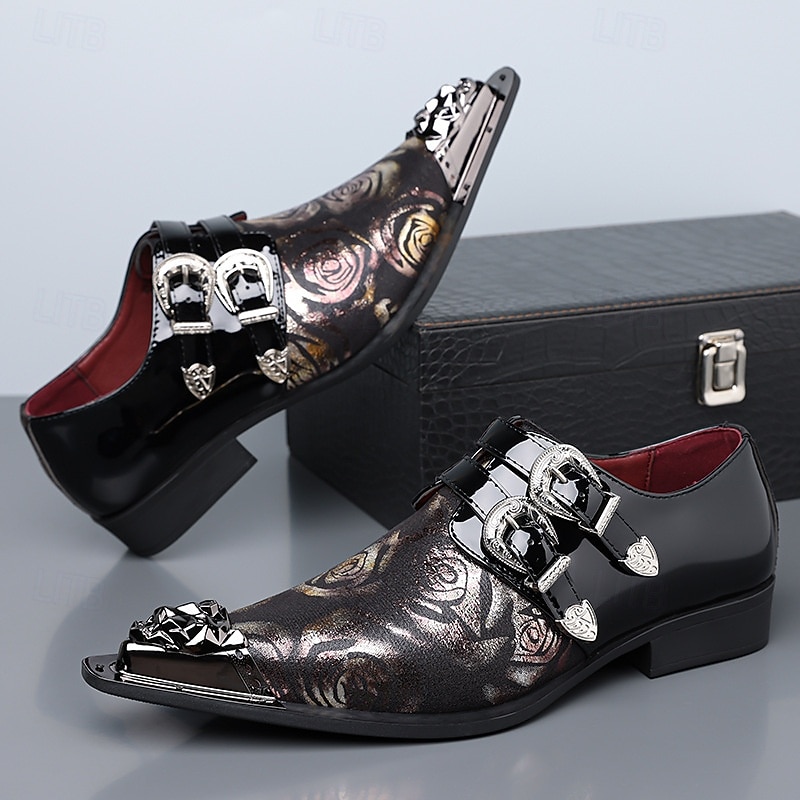 Мужские черные туфли-монки с двойной пряжкой, верхом с цветочным тиснением и металлическим мыском, роскошные классические туфли для стильных мужчин, идеально подходят для свадеб, банкетов, вечеринок и эффектных вечерних выходов. 2026 - $54.99 –P2