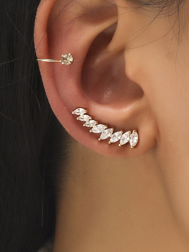 Women's Boho Alloy Ear Cuff Set, Multi Style Crystal Clip On Earrings for Beach Vacation, Summer Resort and Everyday Casual Wear 2026 - $8.39 –P2