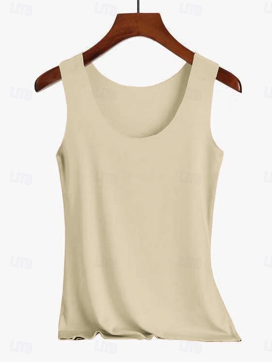 Women's Tank Top Sleeveless Shirt Tee Top Solid Color Fashion Stylish Classic Sleeveless Crew Neck Regular Tops Daily Going out Weekend Blue Apricot pink Black White Pink Summer Spring 2026 - $4.49 –P5