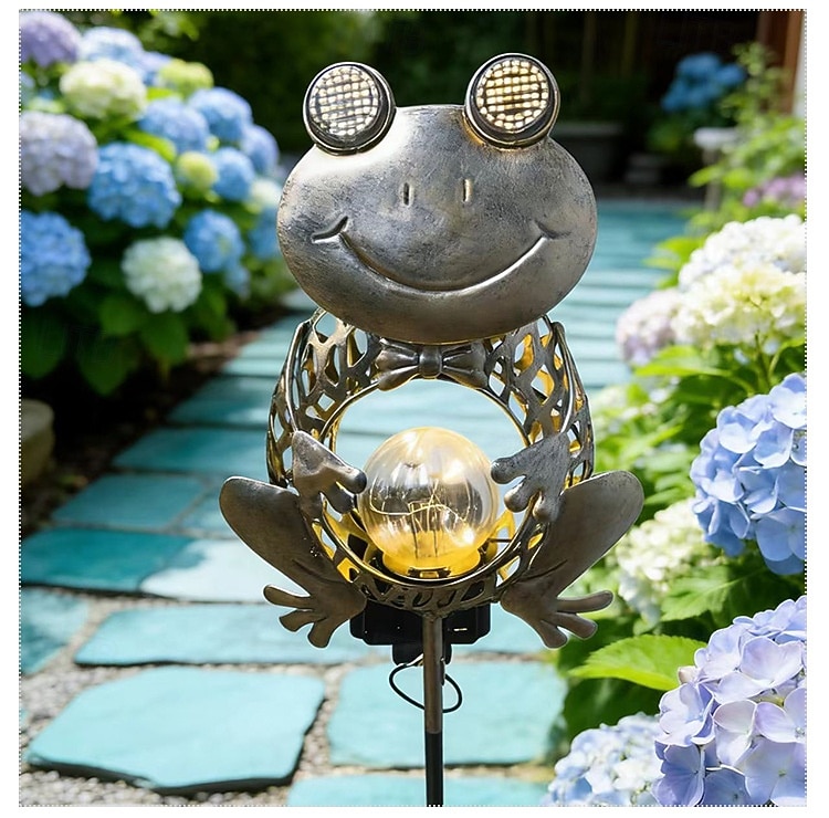 Lampada solare da esterno impermeabile a LED creativa a forma di rana con paletto in ferro, ideale per giardino, cortile, vialetto, prato e illuminazione paesaggistica per ville. del 2026 a $26.99 –P4