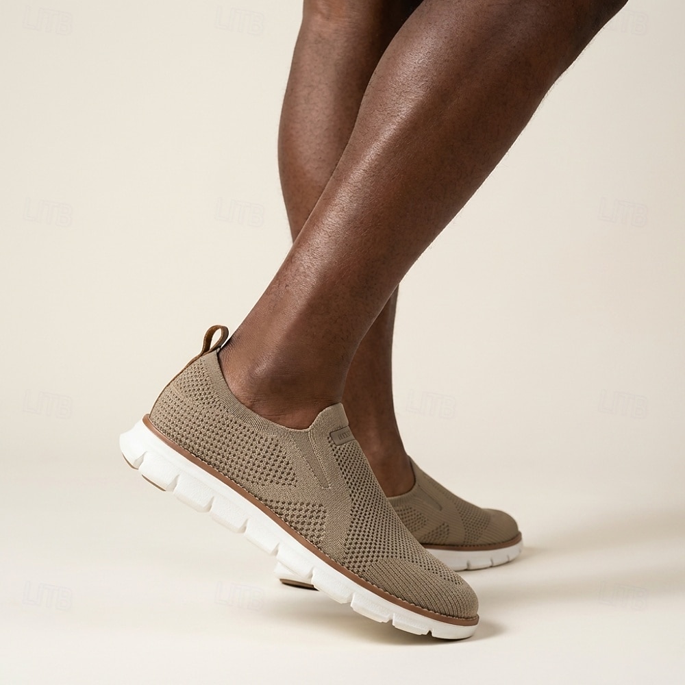 Men's Beige Slip-On Knit Shoes, Lightweight Breathable Casual Sneakers, Comfortable Outdoor Resort Footwear for Travel, Daily Walks and Summer Activities 2026 - $42.99 –P2