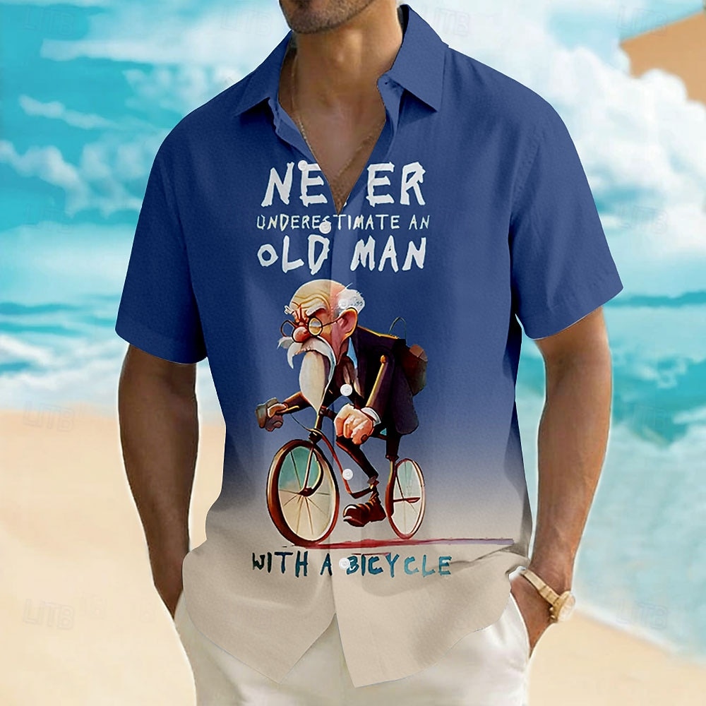 Per uomo Bicicletta Vecchio Uomo Gergo divertente Camicia Camicia Estiva Camicia con Bottoni Manica Corta Vintage Retrò All'aperto Vacanza al Mare Estate Primavera Collo ripiegato Stampa 3D Camicia del 2026 a $25.99 –P2