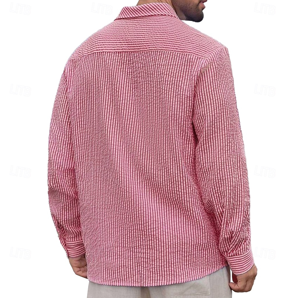 Homens Camisa Social Camisa casual Camisa de algodão camisa de botão Branco Rosa Azul Royal Cinzento Claro Azul Claro Manga Longa Tiras verticais Colarinho de Camisa Casual Diário Botões Roupa de 2026 por $29.99 –P11